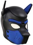 YiQin RWSX Dog Mask, Soft Latex Pet Play Dog Mask with Ears, Puppy Mask, Removable Mouth, Suitable for Halloween, Holiday Party (Large, Blue)