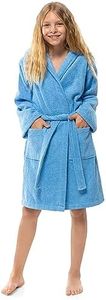 Twinzen Peignoir Adolescent Garcon Fille à Capuche, 100% Coton OekoTex, Peignoir Ado 9-10 Ans Bleu - Tissu Eponge Peignoir de Bain Ultra Doux et Absorbant