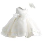 Meiqiduo Baby Girls Lace Christening Dresses Infant Princess Wedding Birthday Baptism Gowns