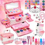 Kids Makeup Kit for Girl - Little Girls Makeup Set Toy, Girls Makeup Kit for Kids, Pretend Play Makeup Vanities for Toddlers Children Princess, Christmas Birthday Gifts Girls Toys Age 3 4 5 6 7 8 9 10