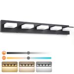 3 Colors Dimmable Black Vanity Light LED Bathroom Light Fixtures Over Mirror Acrylic Stainless Steel Vanity Lighting Fixtures 5 Light Bathroom Vanity Light Fixtures, Adjustable 3000K/4000K/6000K