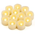 12 PCS LED Flameless Flickering Tea Lights Votive Candle Battery Operated/Electric Flicker LED Tealight Bulk Fake Candles for Halloween Christmas Wedding Party Decorations etc.(Warm White)