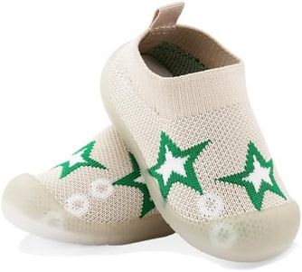 -Light Non-Slip Baby Socks Shoes, [Cute Star] Breathable Toddler First Walker Shoes Lightweight Boy Girl Walking Shoes Baby Infant Kids Slippers with Soft Rubber Sole Slip-on Sneakers Outdoor Indoor