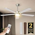 52 inch Ceiling Fan with Light, Modern Ceiling Fan with Remote Dual Mounting Options Bright Light 6 Speed Quiet Reversible DC Motor Farmhouse Ceiling Fan for Bedroom,Living Room,Outdoor Patio