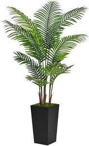 ASTIDY Artificial Palm Tree 5FT - Fake Tree with Black Tall Planter - Faux Tropical Areca Floor Plant in Pot - Artificial Silk Plant for Home Office Living Room Decor Indoor