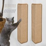 2 Pieces Cat Scratcher Mat Cat Furniture Protectors Sisal Cat Scratching Pad Protecting Bed Sofa Scratch Mat Cat Scratch Pad Rug 60 × 25 CM(Brown)