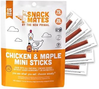 The New Primal Snack Mates Chicken & Maple Sticks, Gluten Free Healthy Snacks for Kids, Low Sugar High Protein Back to School Snacks, Mini Paleo Jerky Meat Stick, 7g Protein, 50 Calories, 15 Pack