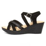 Lilley Sydney Womens Black Wedge Strappy Sandal - Size 4 UK - Black