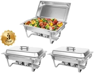 Perossia 3 Packs Chafing Dish Buffet Set Stainless Steel Food Warmer with 8QT Full Size Pans Portable for Parties Catering Buffet Servers and Warmers Thanksgiving Serving Dishes