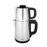 Karaca INOX Black 1650W Tea Maker, Tea Break Cay Makinesi, Turkish Tea Maker Machine, Stainless Steel, Automatic Electric Tea Maker Kettle, Hot Tea Maker, Electric Samovar