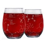 Greenline Goods Stemless Wine Glasses - 15 oz Set Science of Wine Tumblers (Set of 2) Etched with Wine Chemistry Molecules