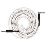 VOHALO Coil Guitar Cable 32 Feet/10M Instrument Coiled Curly Cord for Guitar Bass 1/4 inch Right Angle to Straight White