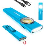 klarus E5 Mini EDC Torch,USB C Rechargeable Torches with 600 Lumens COB Work Light，Flat Flashlight with Magnetic Base and Buckle Clip Suitable for Hiking, Camping ，Emergency （Blue）