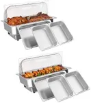 Garvee Home 2 Pack Electric Chafing Dishes Buffet Set,Roll Top Catering Chafer Server Food Warmer with Cover and 1 Full-Size Pan & 2 Half-Size Pans for Party Wedding Banquet