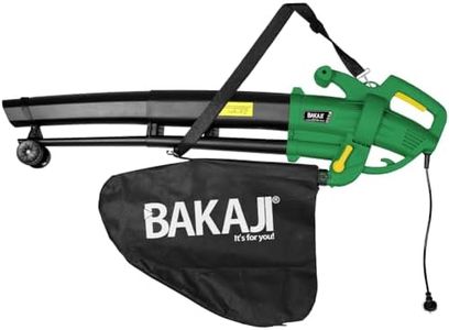 Aspirafoglie Elettrico da Giardino 3 in 1 Aspiratore Trituratore e Soffiatore Soffia Foglie Potenza 3000W con Serbatoio di Raccolta 45lt Tracolla per Manutenzione Spazi Esterni (Con Filo Verde Scuro)