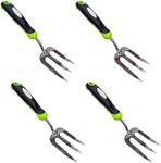 Garden Guru Stainless Steel Hand Weeder Fork Tool – Rust Resistant Stainless Steel – Ergonomic Handle – Great for Planting, Spreading Mulch, Weeding, Loosening & Transplanting Soil (4 Pack)
