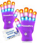 The Noodley Purple Small Toy Light Up Children LED Gloves Girls and Boys Funky Flashing Orange, Pink, and Blue - Kid Sized Ages 4,5,6,7 Year olds (Small, Light Purple)