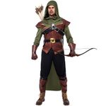 Spooktacular Creations Renaissance Robin Hood Deluxe Men Costume Set Made of Leather for Halloween Dress Up Party (Small)