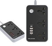 T Teclusive 2500W Power Strip Extension Board with 38W Type C USB Ports | 100-250V 3 Power Sockets with 20W Type C PD QC Fast USB Port | Multi Port Extension with USB Port 2M Power Cord