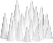 Bright Creations 18 Pack Foam Cones for Crafts, 5 Assorted Sizes for Trees, Holiday Decorations, Handmade Gnomes (White, 4,6,8,10,12")