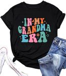 Grandma Shirts Women Grandmother Heart Printed Tshirt Floral Mama Casual Tee Mother Short Sleeve Top Shirt, Black, Small