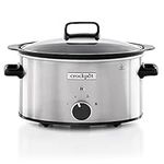 Crockpot Sizzle & Stew Slow Cooker | 3.5 L (3-4 People) | Removable Hob-Safe Bowl Sears Meat & Vegetables | Stainless Steel [CSC085]