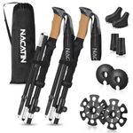 NACATIN Hiking Poles Collapsible Trekking Sticks - Cork Grip Walking Pole Ultralight Aluminum Folding Walking Stick 2 Pack with Antishock Quick Lock System for Trekking, Hiking,Climbing,Backpacking