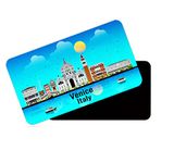 dhcrafts Rectangular Rubber Fridge Magnet/Magnetic Card Blue Italy Venice Design Pack of 1 (8.6cm x 5.4cm)