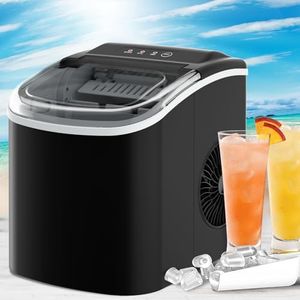 YOPOWER 1.2L Ice Maker Machine Portable Ice Cube Maker Countertop Black