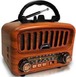 Vintage Retro Radio Bluetooth Speaker, AM/FM/SW Small Radio 5W Large Speaker and Bluetooth 5.0, Rechargeable Radio Supports USB/TF/AUX Function (Gold)