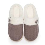 NineCiFun Women's Slip on Fuzzy Slippers Memory Foam House Slippers Outdoor Indoor Warm Plush Bedroom Shoes Scuff with Fur Lining size 5-6 coffee