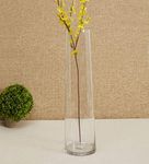 TIED RIBBONS Glass Round Vase For Flowers And Plants Living Room Home Décor Table Centerpiece Wall Shelf Home Decoration (8 X 29 Cm, Clear Without Flowers, Clear)