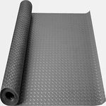 Boshen 7.5Ft x 17Ft Garage Floor Mat 2.5mm Thickened Rubber Flooring Roll 127.5sqft Diamond Plate PVC Rubber Trailer Mat Non-Slip Floor Protector Mat for Garage Warehouse Basement Trailer - Grey