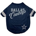 NFL Dallas Cowboys T-Shirt for Dogs & Cats, Small. Football Dog Shirt for NFL Team Fans. New & Updated Fashionable Stripe Design, Durable & Cute Sports PET TEE Shirt Outfit