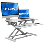 FLEXISPOT Standing Desk Converter Sit to Stand up Desk Riser Dual Monitor and Laptop, Height Adjustable Computer Workstation with Spacious 2-Tier Desktop, White