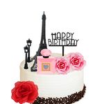 MEMOVAN 8pcs Paris Cake Topper Eiffel Tower Statue Cake Topper 7 Inch Pairs Eiffel Tower Perfume Bottle Birthday Topper Street Lamp Rose Cake Decoration for Girl Women Spa Paris French Theme Party