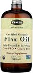 Flora Certified Organic Flax Seed Oil - Cold Pressed & Unrefined - Non-GMO, Gluten-Free, Kosher Omega Flax Oil Blend - Essential Fatty Acids for Wellness - Amber Glass Bottle - 32 oz