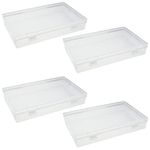 Thintinick 4 Pack Rectangular Clear Plastic Storage Containers Box with Hinged Lid for Beads and Other Small Craft Items (7.87 x 4.72 x 1.38 inch)