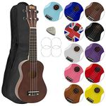 Mad About SU8 Soprano Ukulele with FREE Gig Bag, Pick, and Spare Strings – Great for Schools and Beginners, Now With Carbon Black Strings for Improved Tuning - Dark Wood