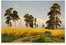 KWAY Ivan Shishkin Canvas Wall Art - Rye Fields Shishkin Poster - Realism Painting - Landscape Pictures Oil Painting Reproduction Modern Wall Decor for Bedroom Living Room Unframed 12x18in/30x45cm