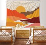 Sun Tapestry Vintage Tapestry Mountain Wall Hanging Landscape Sunset Tapestries Mid Century Abstract Tapestry Modern Mountain Tapestry for Bedroom Living Room Decor…