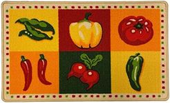 PREMIUS Spicy Hot Chili Pepper Kitchen Rug Mat, Non-Skid Multi-Colored Backdrop with Dotted Border with Red & Green, Soft & Sturdy Material, Preventing Slips Strong & Durable, 18x30 Inches