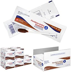 Dynarex Povidone Iodine Swabsticks, Swabstick Packaged in Individual Foil Pack, Antiseptic for Skin Preparation, Brown, 1 Case of 500 Dynarex Povidone Iodine Swabsticks, (10 Boxes of 50)