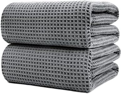 POLYTE Toalla de baño de Microfibra de Secado rápido, sin Pelusas, 89 x 178 cm, Juego de 2 Unidades, Color Gris
