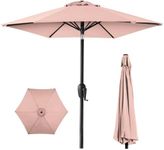 Best Choice Products 7.5ft Heavy-Duty Round Outdoor Market Table Patio Umbrella w/Steel Pole, Push Button Tilt, Easy Crank Lift - Rose Quartz