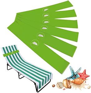 growell Towel Bands (6 Pack) - Stretch Beach Towel Clips for Beach Cruise Pool Chairs, Lounge Towel Holder Elastic, Cruise Ship Essentials (Green)