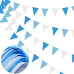 DOJoykey 66ft Bunting Banner, Blue White Bunting Flags Polyester Fabric Bunting Garland 52pcs Waterproof Flags Reusable Bunting for Mother‘s Day Home Outdoor Birthday Wedding Party Decoration