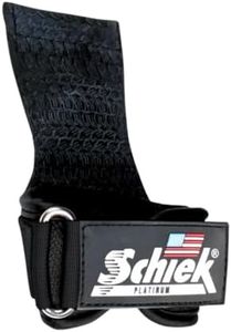 Schiek Sports Model 1907 Platinum Edition Ultimate Grips - 3 in 1 Weight Lifting Straps Wrist Wraps and Grip Pads - Secure Non Slip Control and Comfort for Strength Training (Black, Small)