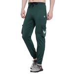 BLUE STAR SHARK Men's Premium Lycra Stretchable Regular Fit Cargo Stylish Joggers Track Pant Lower | Smooth Soft Feel, with Pockets | Logo on Front Bottle Green