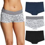 Maidenform Womens Boyshort Underwear, Cotton Boyshort Panties for Women, Assorted Colors, 3-Pack, Navy/Grey Daze/Black, Lace, Large